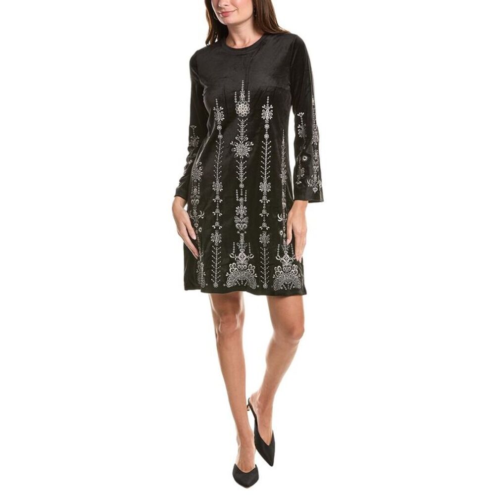 Johnny Was Womens  Bounce Velour Kimono Sleeve Mini Dress, Black